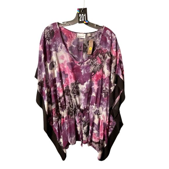 Avenue 18/20 Plus Size Watercolor Peplum Poncho Top -  Flowy, Boho, Chic Blouse - Picture 1 of 5